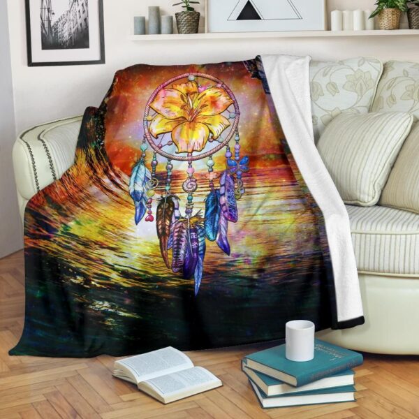 Hibiscus Dreamcatcher Fleece Blanket Sherpa Blanket
