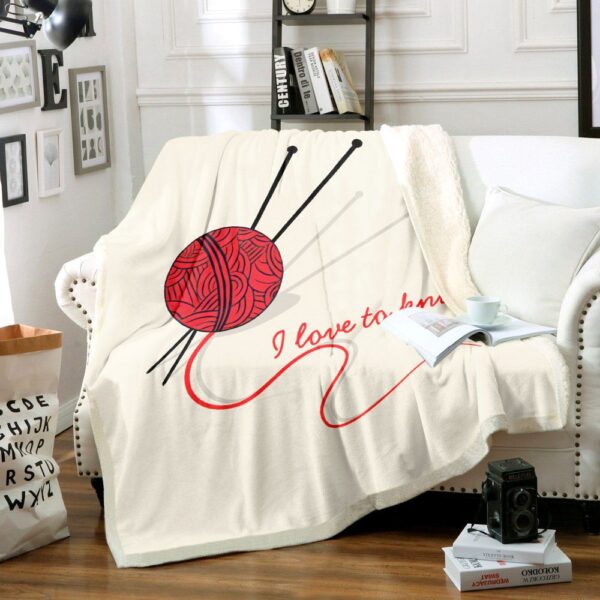 Knitting Yarn And Needles Fleece Blanket Sherpa Blanket