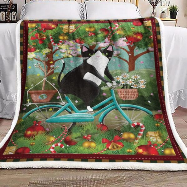 Christmas Cat Fleece Blanket Sherpa Blanket