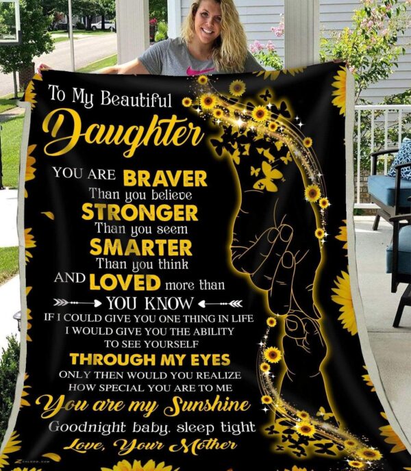 To My Beautiful Daughter Through My Eyes Fleece Blanket Sherpa Blanket