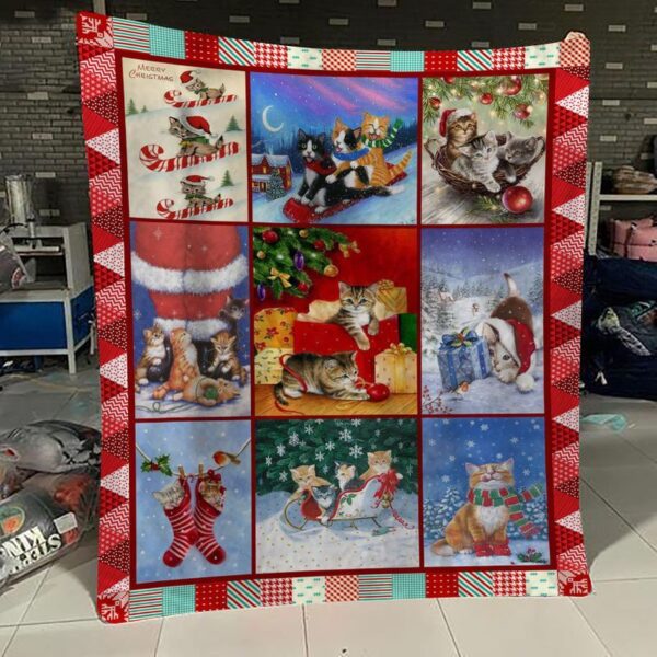 Cat Christmas Fleece Blanket Sherpa Blanket