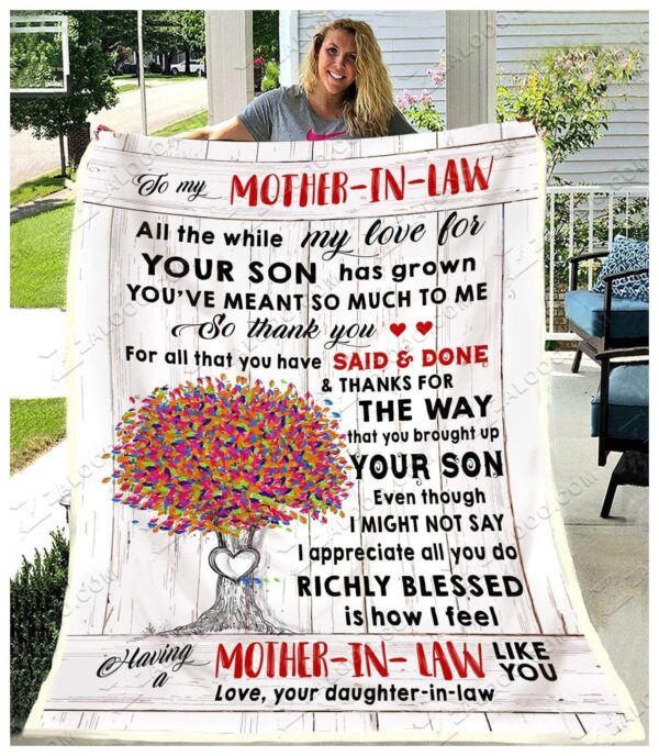 Tree Of Life To My Mother In Law Love Your Daughter In Law Fleece Blanket Sherpa Blanket