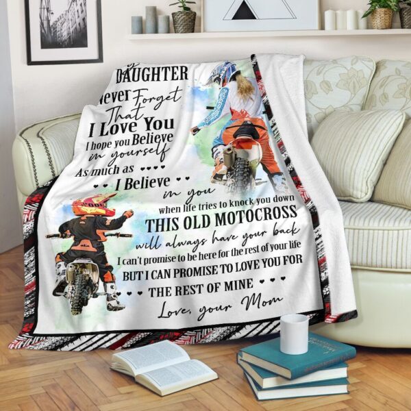 Motocross To My Daughter Fleece Blanket Sherpa Blanket