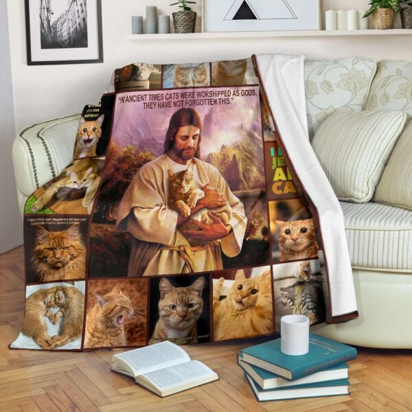 Jesus And Cat Fleece Blanket Sherpa Blanket