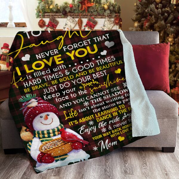 To My Daughter Snowman Fleece Blanket Sherpa Blanket