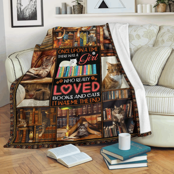 Cat And Book Fleece Blanket Sherpa Blanket