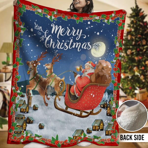 Santa Fleece Blanket Sherpa Blanket
