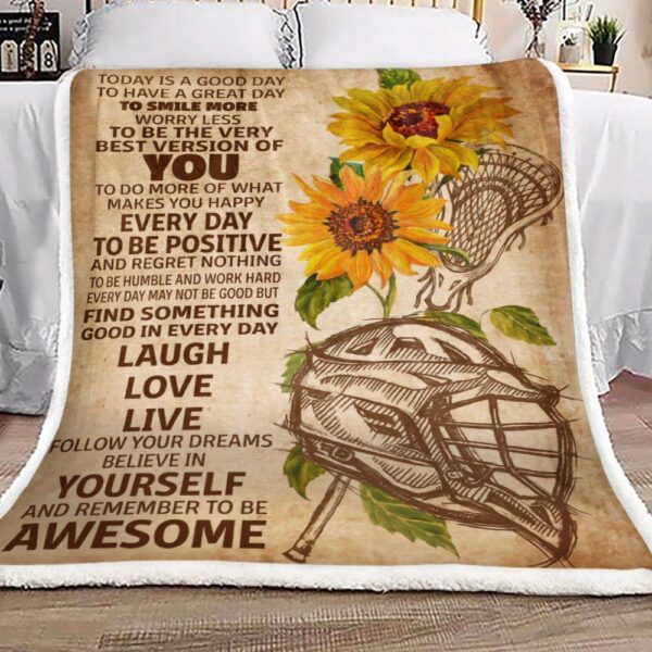 Lacrosse Sunflower Today Is A Good Day Fleece Blanket Sherpa Blanket