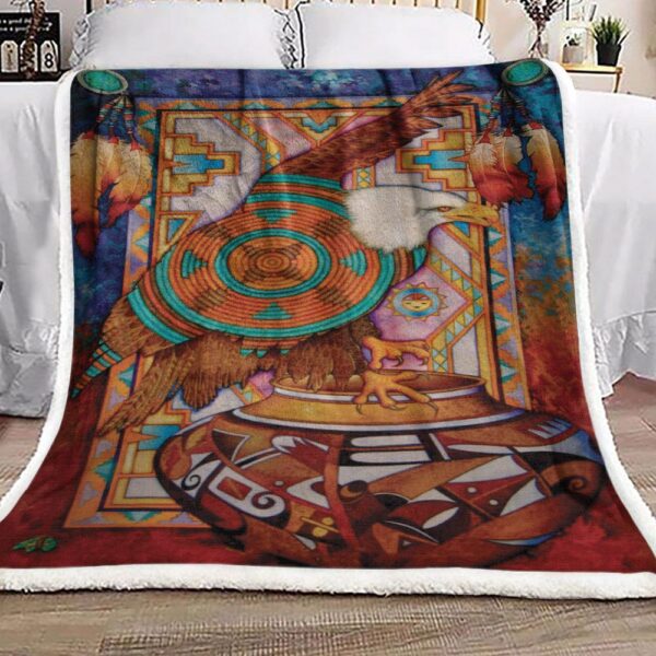 Dreamcatcher Eagle Native American Fleece Blanket Sherpa Blanket