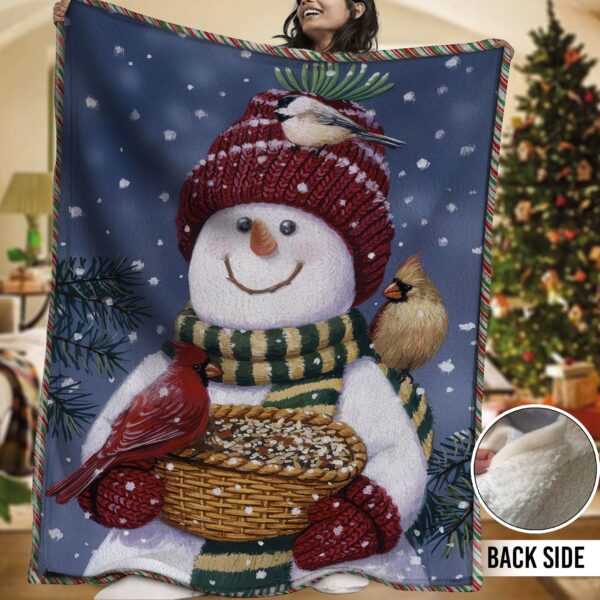 Snowman Fleece Blanket Sherpa Blanket