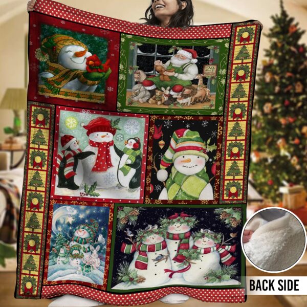 Snowman Fleece Blanket Sherpa Blanket