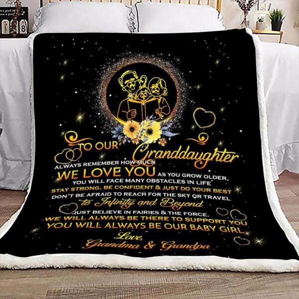 Family Grandpa And Grandma To Granddaughter Fleece Blanket Sherpa Blanket