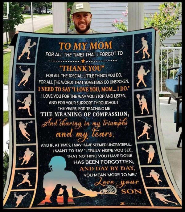 Lacrosse To My Mom Thank You Fleece Blanket Sherpa Blanket