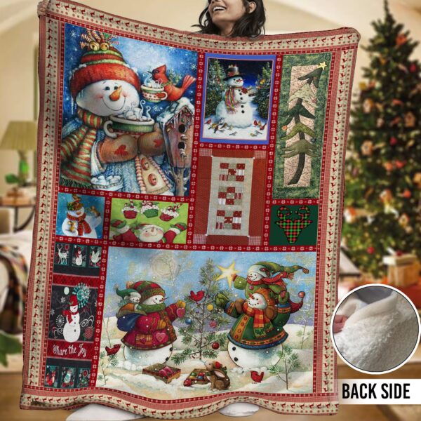 Snowman Fleece Blanket Sherpa Blanket