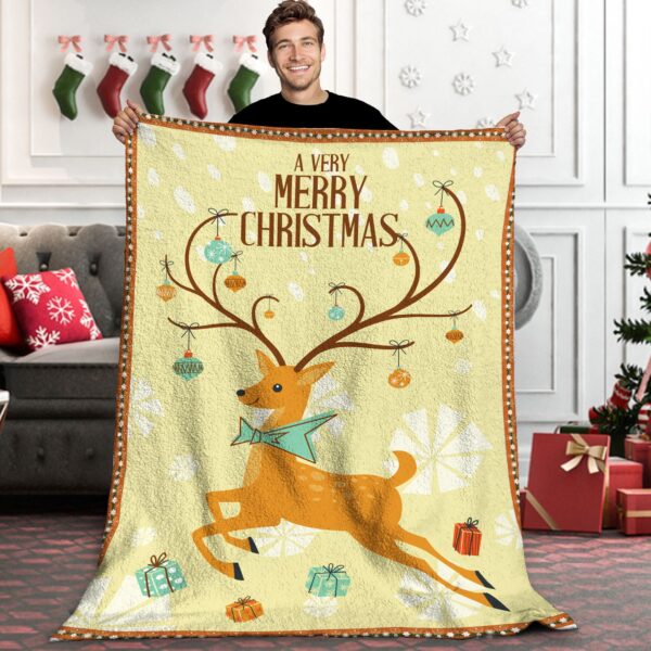 Christmas Deer Fleece Blanket Sherpa Blanket