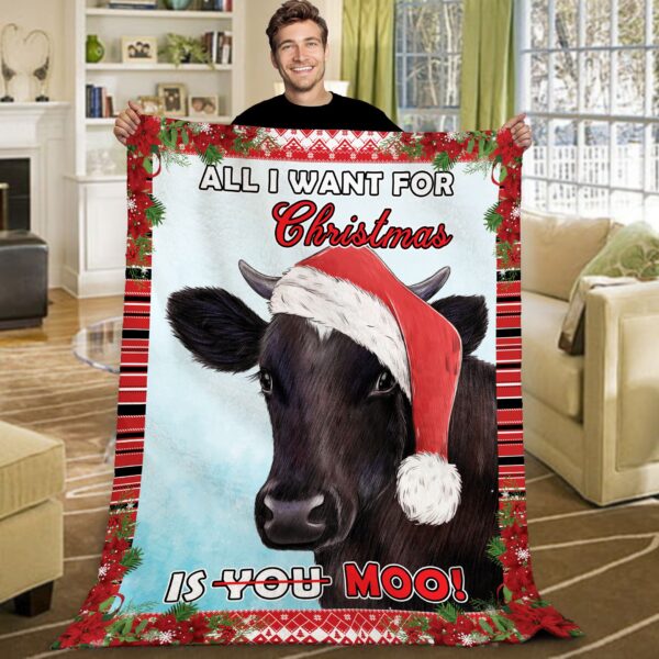 Cow Christmas Fleece Blanket Sherpa Blanket