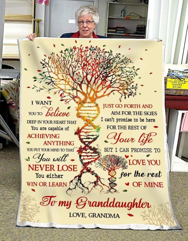 Tree Of Life Family To My Granddaughter Never Lose Love Grandma Fleece Blanket Sherpa Blanket