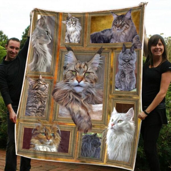 Maine Coon Cat Fleece Blanket Sherpa Blanket