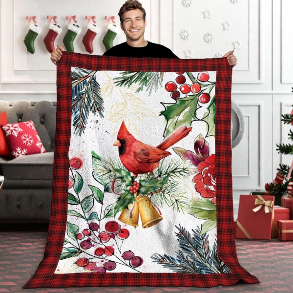 Christmas Cardinal Fleece Blanket Sherpa Blanket