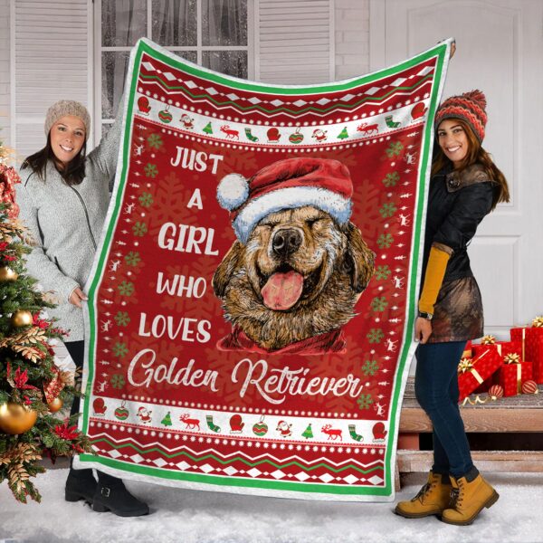 Golden Retriever Christmas Fleece Blanket Sherpa Blanket