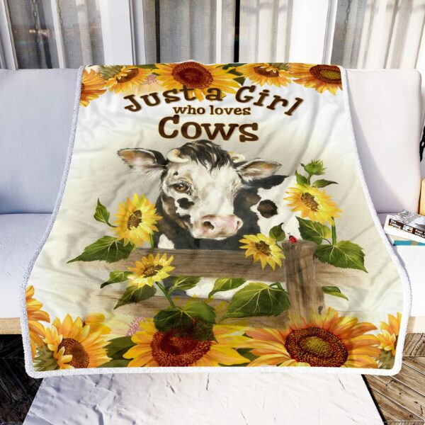 Just A Girl Who Loves Cows Sunflower Fleece Blanket Sherpa Blanket