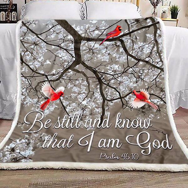 Cardinal Branches Be Still Fleece Blanket Sherpa Blanket