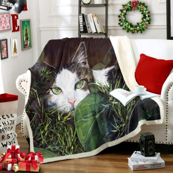 Hiding Cat Fleece Blanket Sherpa Blanket