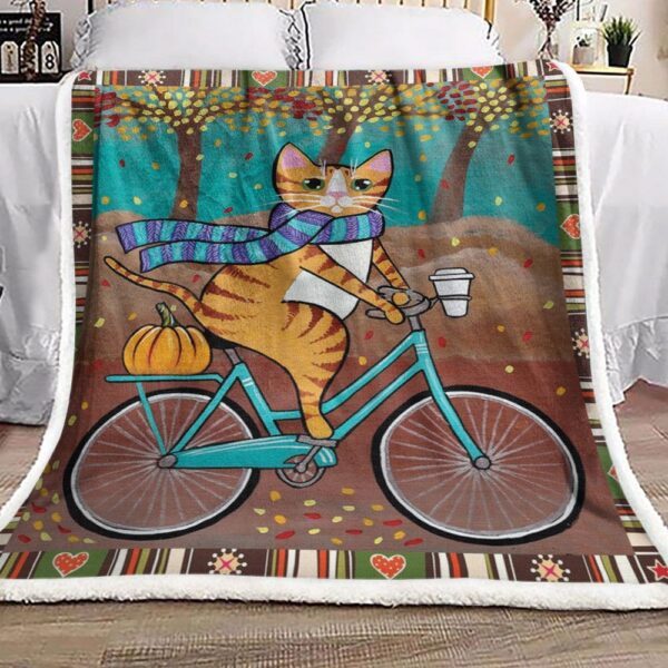 Cat Autumn Fleece Blanket Sherpa Blanket