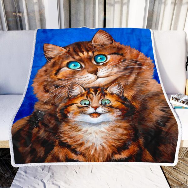 Cute Cat Mother And Baby Fleece Blanket Sherpa Blanket