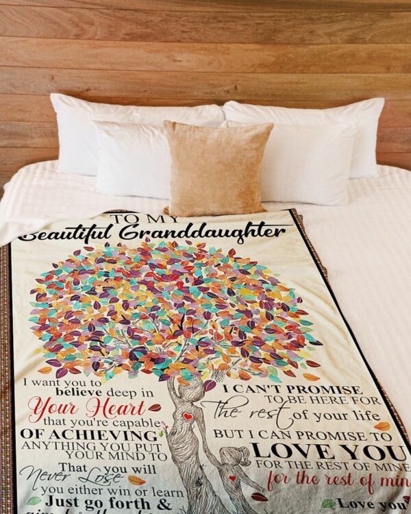 To My Beautiful Granddaughter Tree Fleece Blanket Sherpa Blanket