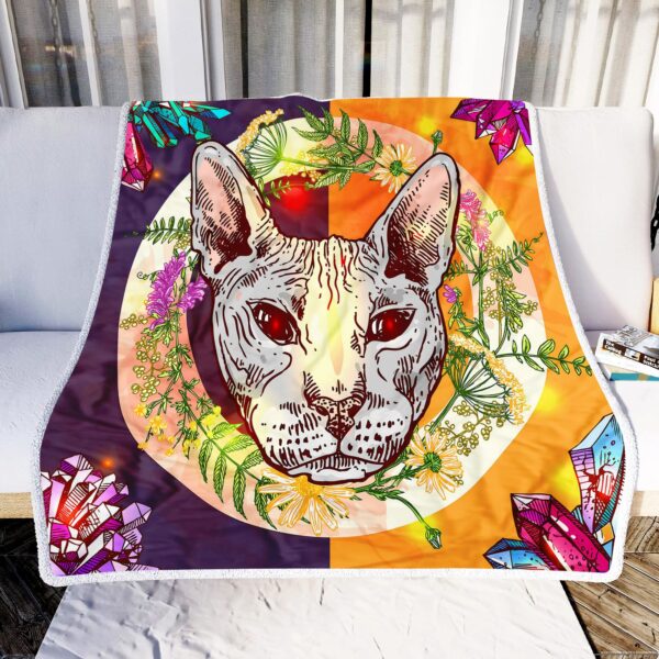 Hairless Cat Flowers Fleece Blanket Sherpa Blanket