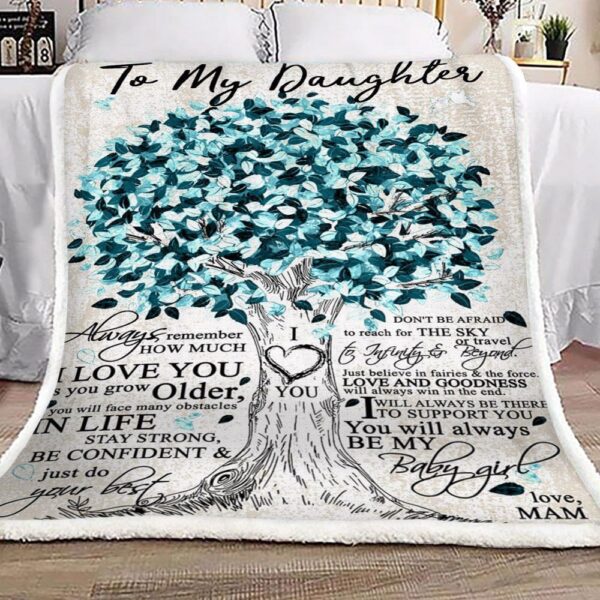 To My Daughter Love Mam Tree Fleece Blanket Sherpa Blanket