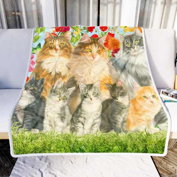 Cat Family Fleece Blanket Sherpa Blanket