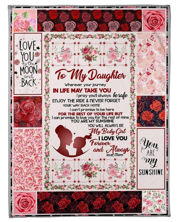 Rose To My Daughter Fleece Blanket Sherpa Blanket