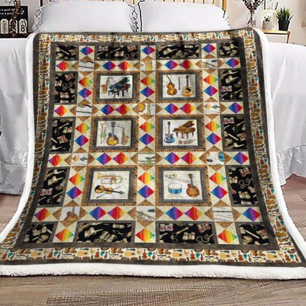 Music Instrument Fleece Blanket Sherpa Blanket