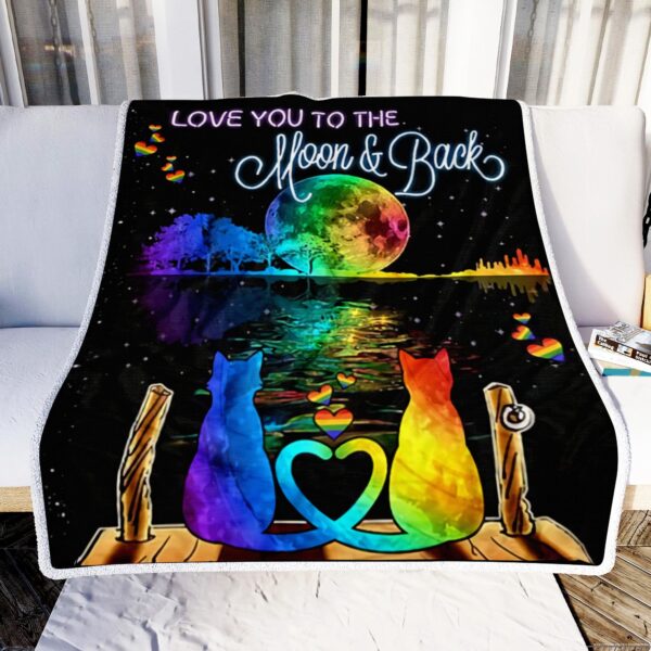 LGBT Couple Cat The Happiest I Discovered You Loved Me Too Fleece Blanket Sherpa Blanket