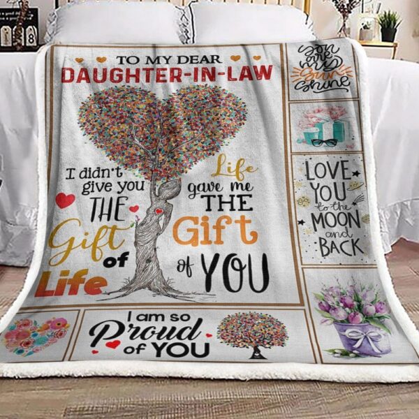 To My Dear Daughter In Law Heart Tree Fleece Blanket Sherpa Blanket