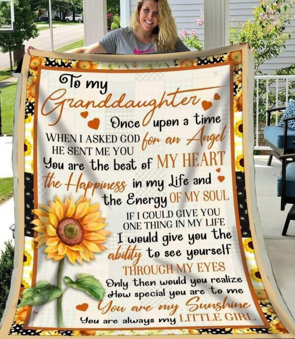 To My Granddaughter He Sent Me You Fleece Blanket Sherpa Blanket