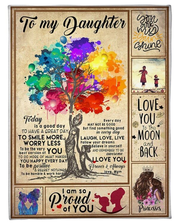 Color Tree To My Daughter Fleece Blanket Sherpa Blanket