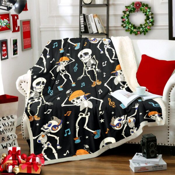 Skull Music Fleece Blanket Sherpa Blanket