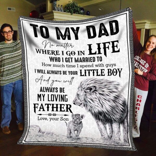 To My Dad Lion Fleece Blanket Sherpa Blanket