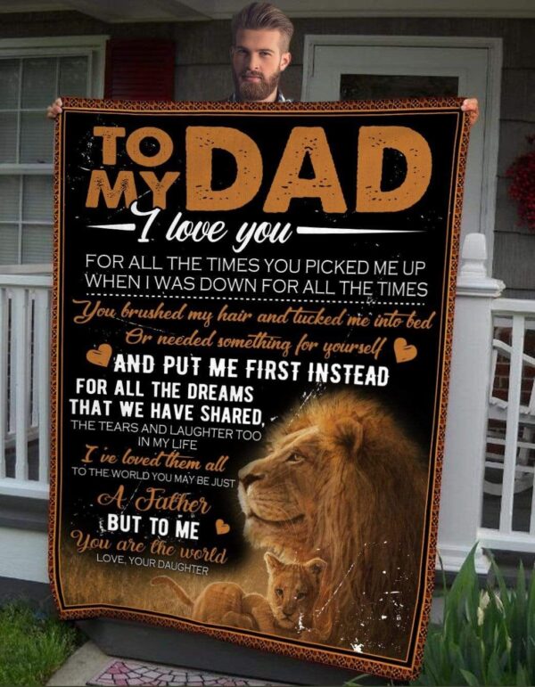 Lion To My Dad Fleece Blanket Sherpa Blanket
