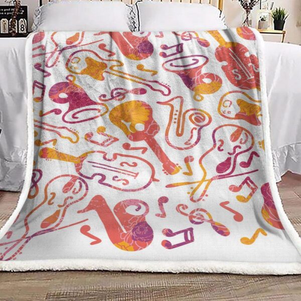 Colorful Musical Instruments Fleece Blanket Sherpa Blanket