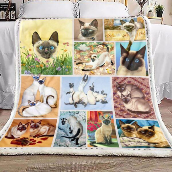 Siamese Cat Fleece Blanket Sherpa Blanket