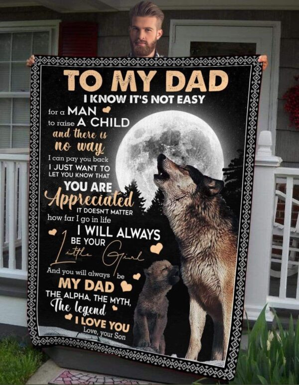 To My Dad Wolf Fleece Blanket Sherpa Blanket