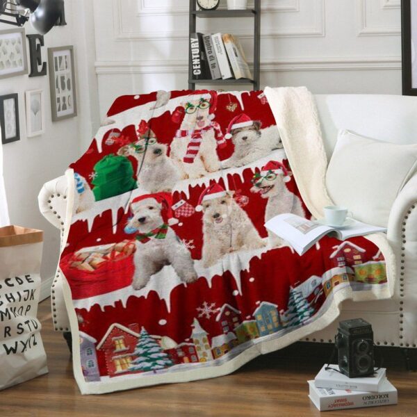 Fox Terrier Snow Christmas Fleece Blanket Sherpa Blanket
