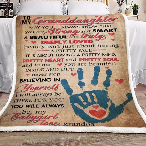 Family To My Granddaughter Love From Grandpa Fleece Blanket Sherpa Blanket