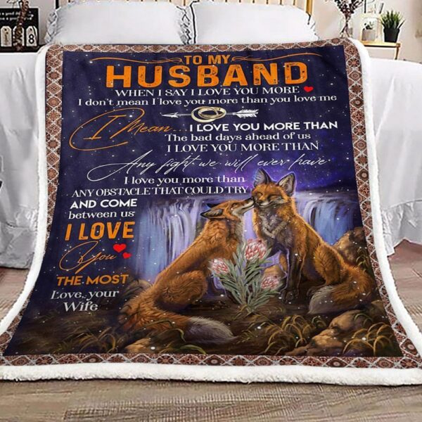 Fox To My Husband Fleece Blanket Sherpa Blanket