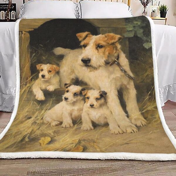 Fox Terrier Family Fleece Blanket Sherpa Blanket