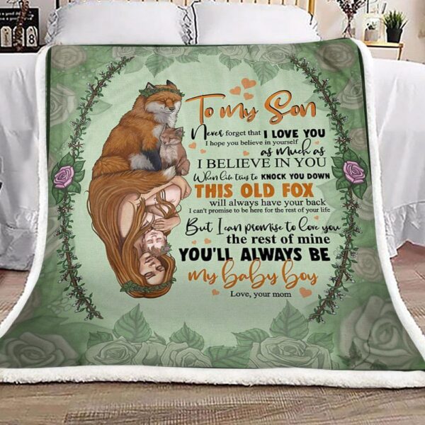 Fox Mom To Son Fleece Blanket Sherpa Blanket